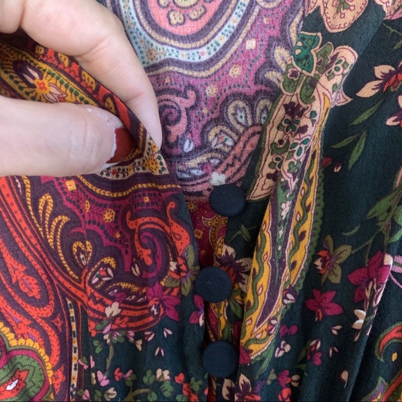 Zara Long Print Boho Button-Up Multicoloured Dress - Picture 5 of 14